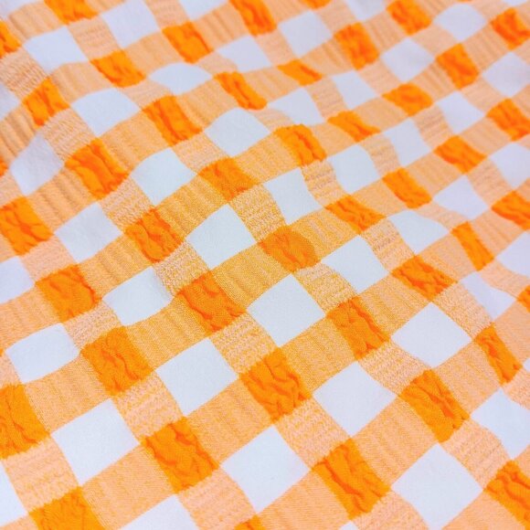 Wild Fable Size XXS 00 Orange Gingham Textured Ruffle Triangle Bikini Swim Top - Picture 5 of 8